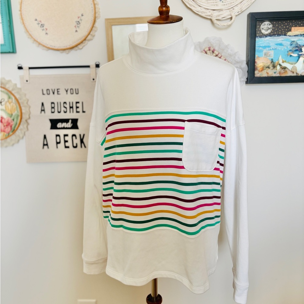 Vintage Striped Mock Neck Sweater